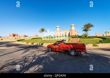 lti Akassia Beach Resort, Hotel sulla costa del Mar Rosso frequentato da molti turisti europei, tra la città di El Quseir e Marsa Alam. Egitto. Foto Stock