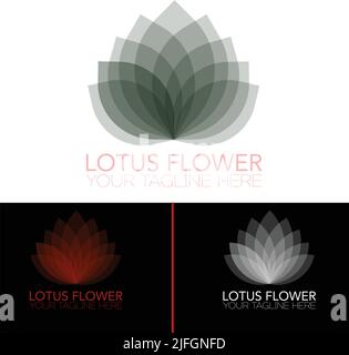 Astratto mandala fiore loto swirl logo icona vettore design. Elegante simbolo di logotipo vettoriale ornamento di alta qualità Illustrazione Vettoriale