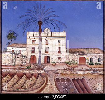 Joan Miró/ la casa de la palmera, 1918 (Casa con palme), olio su tela, 65 x 73 cm, Museo Nacional Centro de Arte Reina Sofía. Museo: Centro de Arte Reina Sofía, MADRID, SPAGNA. Foto Stock