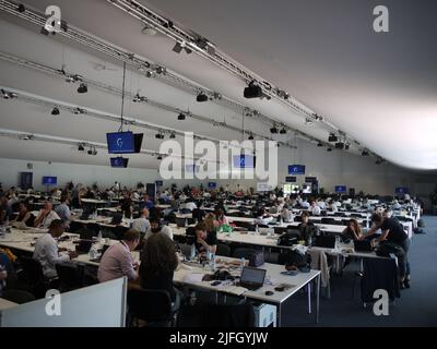 Il centro stampa del vertice del G7 in Germania, nel giugno 2022 Foto Stock