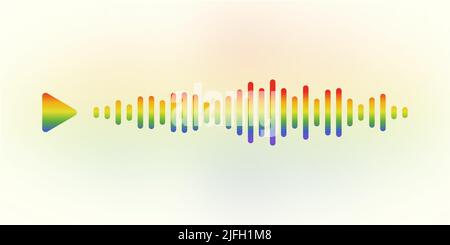 Audio voce colorata onda dei messaggi con pulsante di riproduzione in messeger. Il concetto di persone che comunicano tramite l'app mobile. Illustrazione vettoriale per un Web Illustrazione Vettoriale