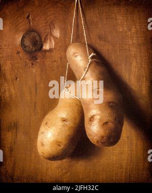 Un dipinto del 1880 di patate, originariamente intitolato The Irish Question dell'artista americano De Scott Evans (1847–1898) Foto Stock