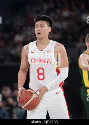 Melbourne, Australia. 03rd luglio 2022. Rui Zhao della squadra di pallacanestro della Cina in azione durante la partita della FIBA World Cup 2023 dei qualificatori Group B Window 3 tra Cina e Australia che si è tenuta alla John Cain Arena. Punteggio finale Australia 71:48 Cina. Credit: SOPA Images Limited/Alamy Live News Foto Stock