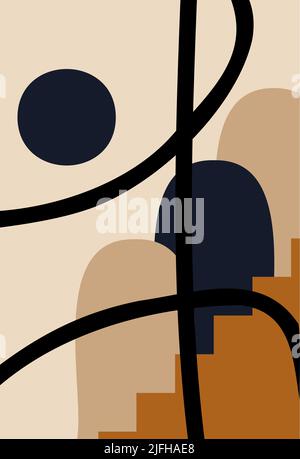 Illustrazione vettoriale. Arte disegnata a mano un set di poster astratti. Illustrazione Vettoriale