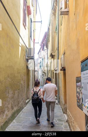 Ex 'Via Ebraica' nella Città Vecchia, Calle degli Ebrei, Capodistria, Istria slovena, Slovenia Foto Stock