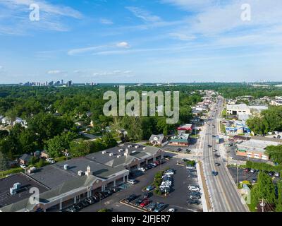 Vista aerea di Manchester Road da Rock Hill Foto Stock