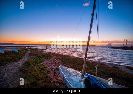 Tramonto sulla baia di Morro Foto Stock