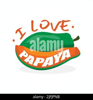 I Love Papaya tipografia lettera e astratto Papaya. Illustrazione vettoriale EPS.8 EPS.10 Illustrazione Vettoriale