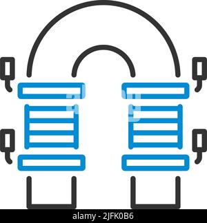 Icona magnete elettrico. Contorno grassetto modificabile con disegno di riempimento a colori. Illustrazione vettoriale. Illustrazione Vettoriale