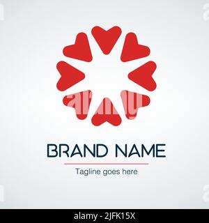 Modello di design Vector Isolated Sun logo. Frecce astratte nel simbolo. Forma rotonda dell'icona. Illustrazione del vettore di scorta isolata su sfondo bianco. Illustrazione Vettoriale