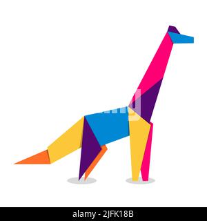 Origami dinosauri. Design astratto colorato e vibrante con logo dinosauro. Origami animali. Illustrazione vettoriale Illustrazione Vettoriale