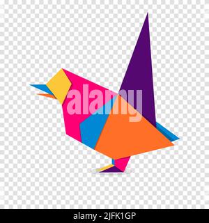 Origami dell'uccello. Design astratto colorato e vivace del logo degli uccelli. Origami animali. Illustrazione vettoriale Illustrazione Vettoriale
