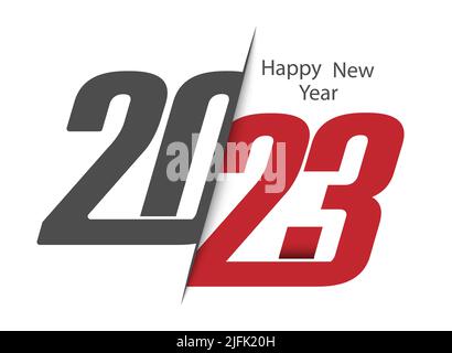 Felice anno nuovo 2023. Stilizzato numero 2023 per Capodanno e Natale saluti. Illustrazione Vettoriale