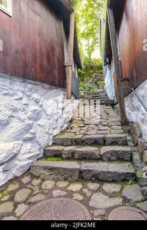 Torshavn strade nella parte vecchia della città, Isole Faroe Foto Stock