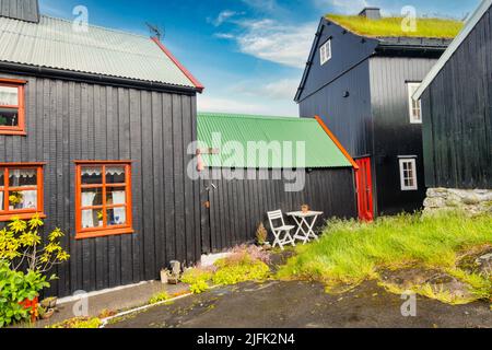 Torshavn strade nella parte vecchia della città, Isole Faroe Foto Stock