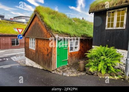 Torshavn strade nella parte vecchia della città, Isole Faroe Foto Stock
