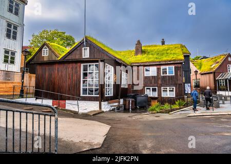 Torshavn strade nella parte vecchia della città, Isole Faroe Foto Stock