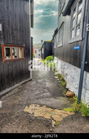 Torshavn strade nella parte vecchia della città, Isole Faroe Foto Stock