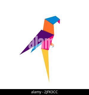 Origami di pappagallo. Astratto colorato vivace pappagallo logo design. Origami animali. Illustrazione vettoriale Illustrazione Vettoriale
