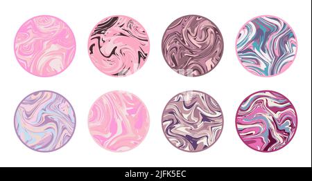 Set di copertine in evidenza, collezione di sfondo con texture rosa minimal, disposizione storia, modello con cornice rosa oro, badge vettoriale per acquisti nei social media, Illustrazione Vettoriale