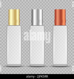 Bottiglie di profumo 3D realistic vettore illustrazione mockup isolato Illustrazione Vettoriale