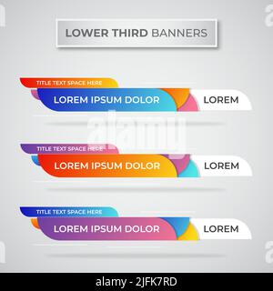 Terzo banner inferiore. tv, bar, set. Streaming video. Ultime notizie, notizie sportive, interfaccia, modello di design. Illustrazione vettoriale Illustrazione Vettoriale