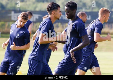 Joseph Okumu di Gent è stato raffigurato in azione durante una sessione di allenamento del primo campionato belga KAA Gent, a Stegersbach, in Austria, in vista della stagione 2022-2023, lunedì 04 luglio 2022. BELGA FOTO DOMEN GROGL Foto Stock