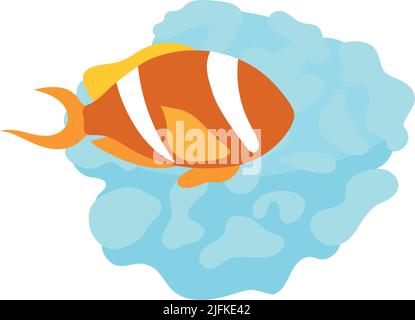 Clownfish che vive in barriera corallina semi-piatto colore vettore oggetto Illustrazione Vettoriale