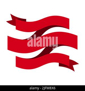 Nastro rosso. Vettore badge a nastro rosso. Banner realistici e prezzi tag sfondo isolato. Nastro, illustrazione realistica del badge Illustrazione Vettoriale