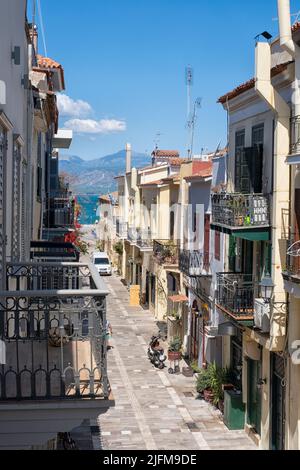 Street Old Town Nafplio Peloponneso grecia Europa Foto Stock