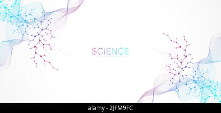 Sfondo struttura molecole astratte. Concetto scientifico o medico. Illustrazione di strutture molecolari o di vettori di ingegneria chimica Illustrazione Vettoriale