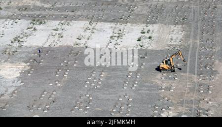 Lavori di scavo sulla costruzione della fondazione Foto Stock