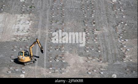 Lavori di scavo sulla costruzione della fondazione Foto Stock