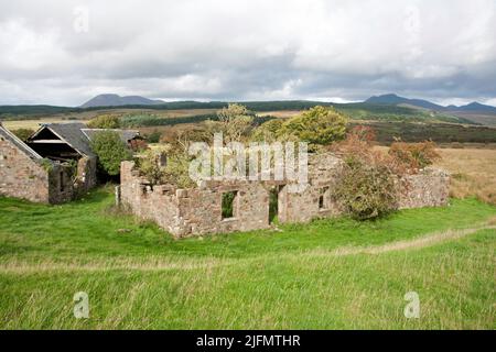 I resti derelitti di Moss Farm a Machrie Moor l'isola di Arran North Ayrshire Scozia Foto Stock