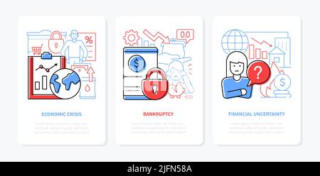 Economia e finanza - linea design stile banner set Illustrazione Vettoriale