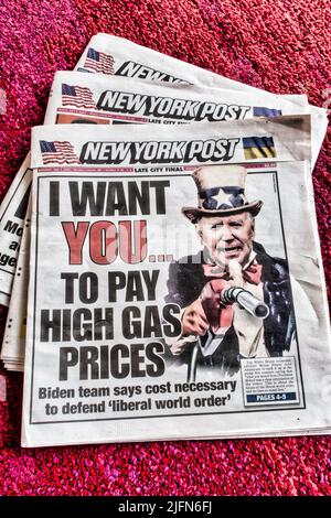 Sensazionali highlights e copertura nei giornali del New York Post, USA, 2 luglio 2022 Foto Stock