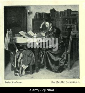 Il doppiatore (dipinto ad olio) di Isidor Kaufmann Isidor Kaufmann (Arad, 22 marzo 1853 – Vienna, 1921) è stato un pittore austro-ungarico di temi ebraici. Dopo aver dedicato la sua carriera alla pittura di genere, ha viaggiato in tutta l'Europa orientale alla ricerca di scene di ebreo, spesso Hasidic lifFrom il libro in tedesco ' Galizien, seine kulturelle und wirtschaftliche Entwicklung. ' [ Galizia, il suo sviluppo culturale ed economico. ] Editore e curatore responsabile Siegmund Bergmann. 1912 Foto Stock