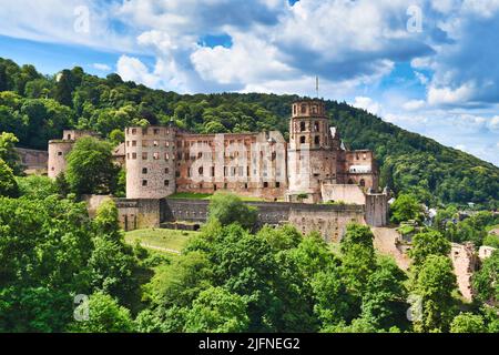 Antico castello storico di Heidelberg in Germania Foto Stock