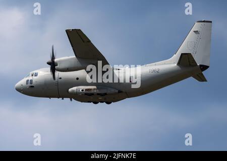 SLIAC / SLOVACCHIA - Agosto 3, 2019: Slovacco Air Force Leonardo C-27J Spartan 1962 piano di trasporto display a SIAF slovacca aria internazionale Fest 2019 Foto Stock