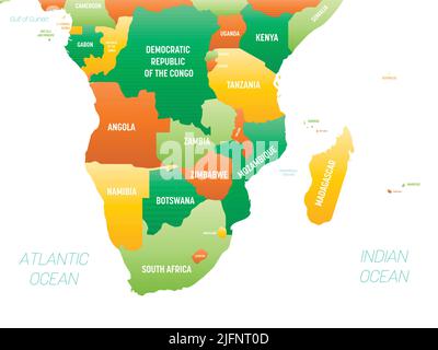 Africa meridionale Mappa politica dettagliata con le scuderie Illustrazione Vettoriale