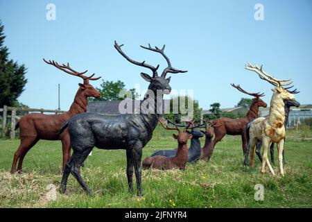 The British Ironwork Centre, British Deer Exhibit/Sculpture Foto Stock