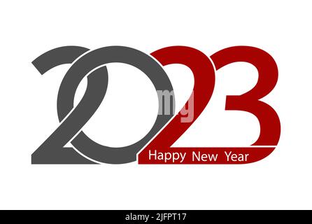 Felice anno nuovo 2023. Stilizzato numero 2023 per Capodanno e Natale saluti. Illustrazione Vettoriale
