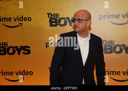 São Paulo, Brasile, 04/07/2022, Eric Kripke durante la Tapede Rossa della pre-prima dell'ultimo episodio della serie The Boys di Amazon prime Video al Palacio Tangara di São Paulo il lunedì sera (4). (Foto: Vanessa Carvalho/Brazil Photo Press) Credit: Brazil Photo Press/Alamy Live News Foto Stock