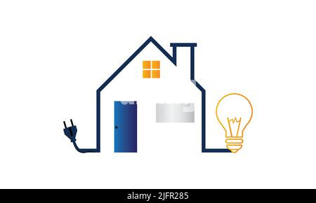 House of Lamp Logo Design isolato in Casa. Modello del logo della lampada. Design moderno. Logo piatto. Illustrazione vettoriale Illustrazione Vettoriale