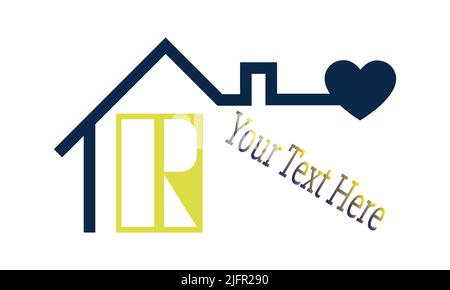 Modello logo Love Home con IR, iniziali RI Illustrazione Vettoriale