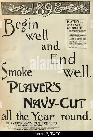 Annuncio di un giornale vintage per Player's Navy Cut Tobacco, 1898, Victorian 19th secolo Foto Stock