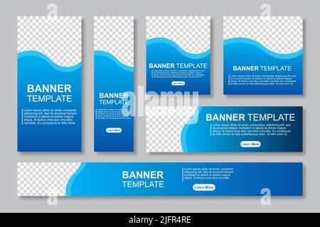 Set di moderni banner web design modello con un posto per le foto. Moderno e minimalista concetto utente per pagina web, banner, sfondo. Vettore illustraz Illustrazione Vettoriale