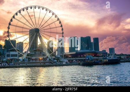 Miami Observation Wheel e Bayside Marketplace Foto Stock