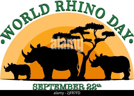 Giornata mondiale del Rhino illustrazione del 22 settembre Illustrazione Vettoriale