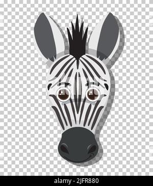 Testa zebra carina in un'illustrazione in stile cartoon piatto Illustrazione Vettoriale